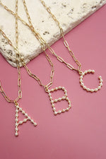 GOLD PEARL INITIAL PENDANT NECKLACE