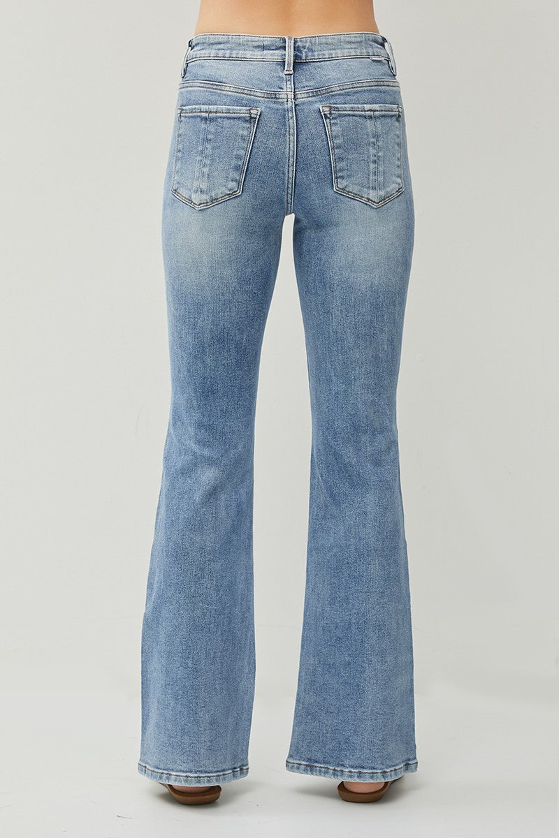 Medium-rise flared jeans