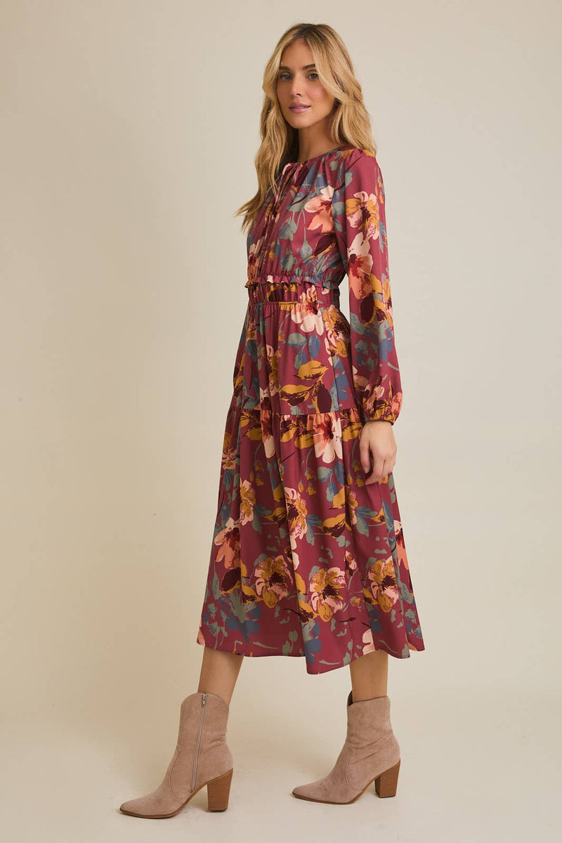 maxi dresses with sleeves boutique Modest A-Line Bubble Sleeve La La Maxi Dress