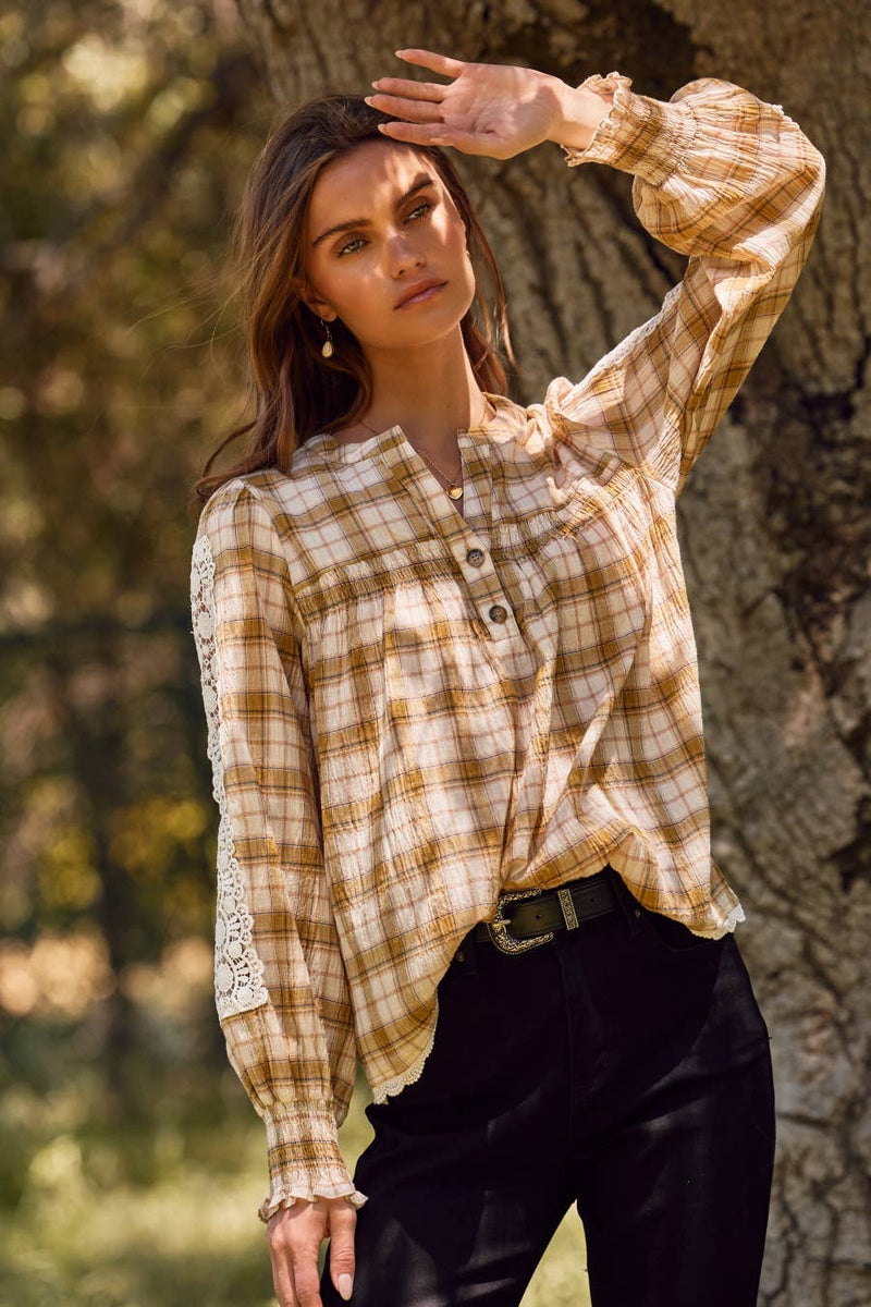 Lace & Plaid Top