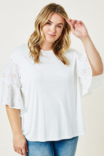 Eyelet Bell Sleeve Tee