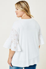 Eyelet Bell Sleeve Tee