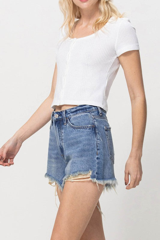 Vervet Distressed Rigid Mom Shorts (Online Only)