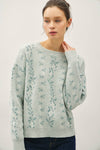 COZY FLORAL JACQUARD SWEATER TOP