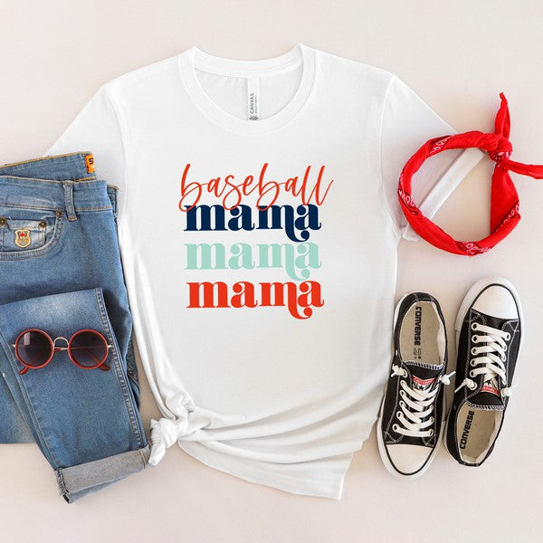 Baseball Mama Stacked Short Sleeve Graphic Tee