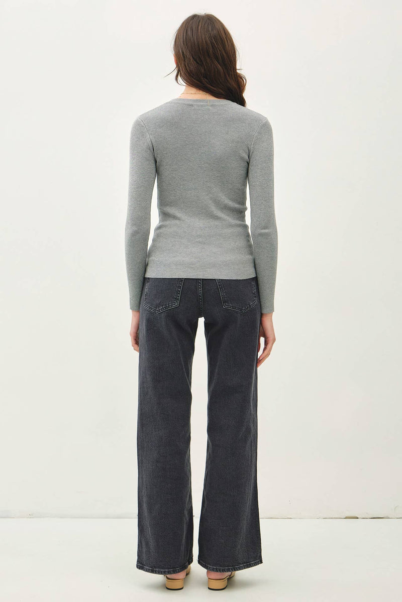 NEW COLOR-BASIC PULLOVER SOLID RIB KNIT