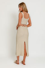 Square Neck Sleeveless Crochet Midi Dress