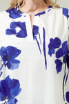 CreamBlue Puff Sleeve Floral Top
