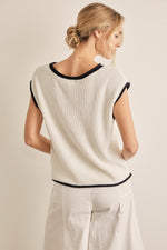 Contrast Rolled Edge Knitted Sweater Vest