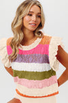 Eileen Eyelet Sleeve Stripe Summer Sweater