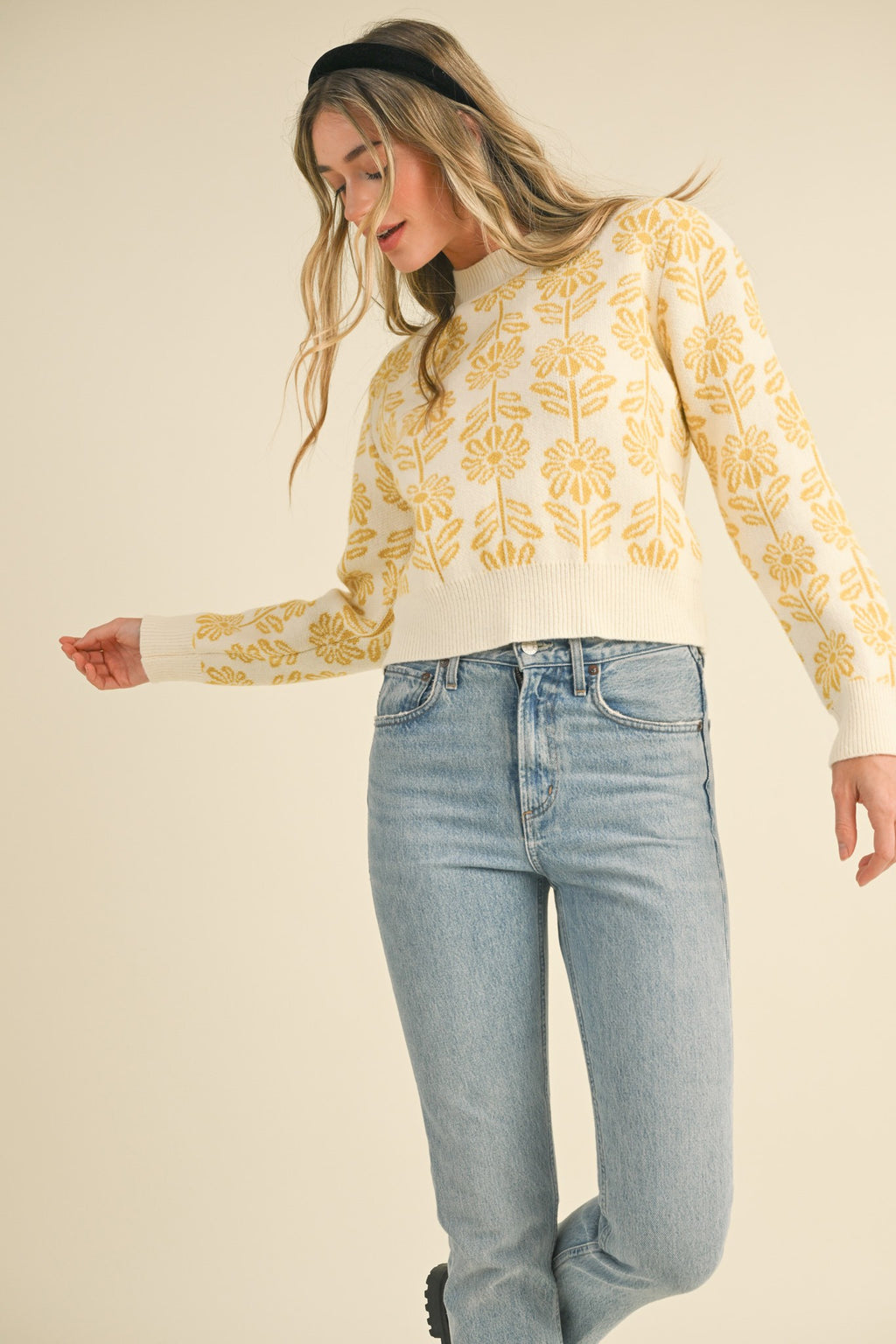 Girl in the Mirror Flower Print Sweater