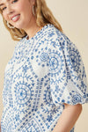 Scallop Hemmed Eyelet Embroidered Top