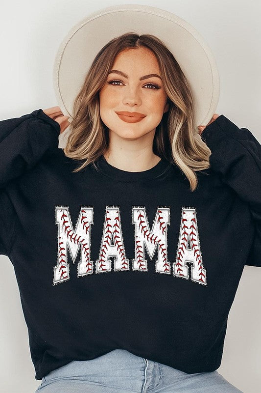 Baseball Mama Oversized Graphic Fleece Sweatshirts