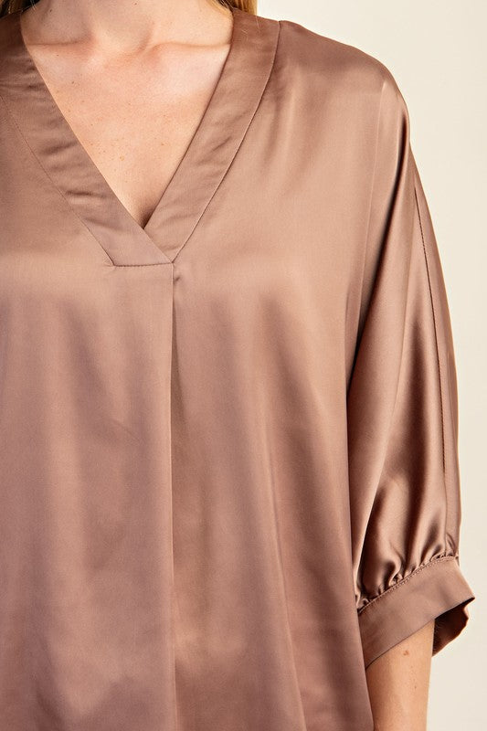 Salena Satin V-Neck Blouse