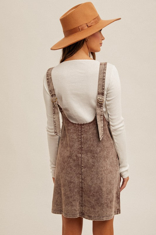 Snow Wash Twill Overall Dress