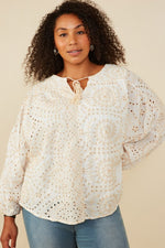 Everything Eyelet Embroidered Tassle Top