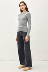NEW COLOR-BASIC PULLOVER SOLID RIB KNIT