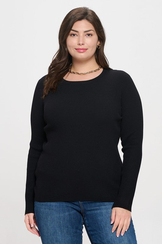 Curvy Round Neck Long Sleeves