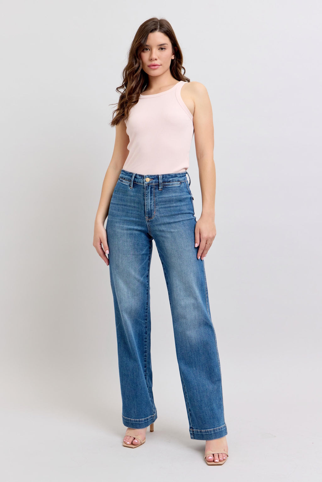 Judy Blue HW Contrast Thread Straight Jeans