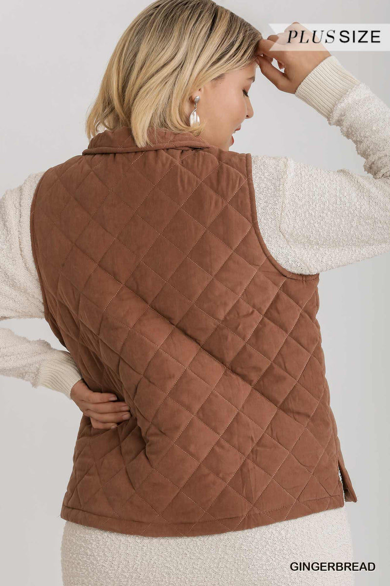 Quilted Collared Zip Up Vest