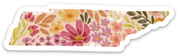Tennessee State Floral Sticker 3.5x2in.