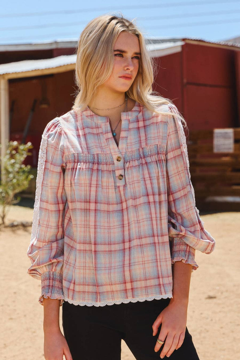 Lace & Plaid Top