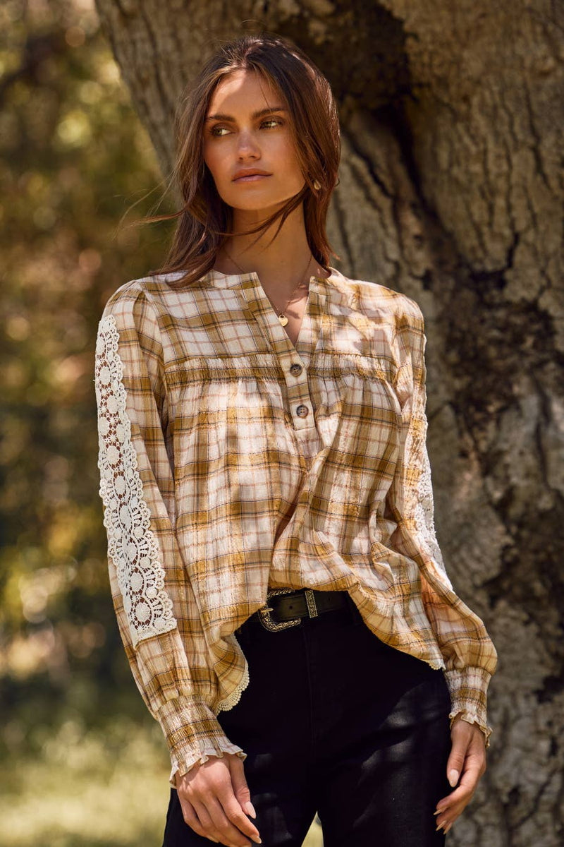 Lace & Plaid Top