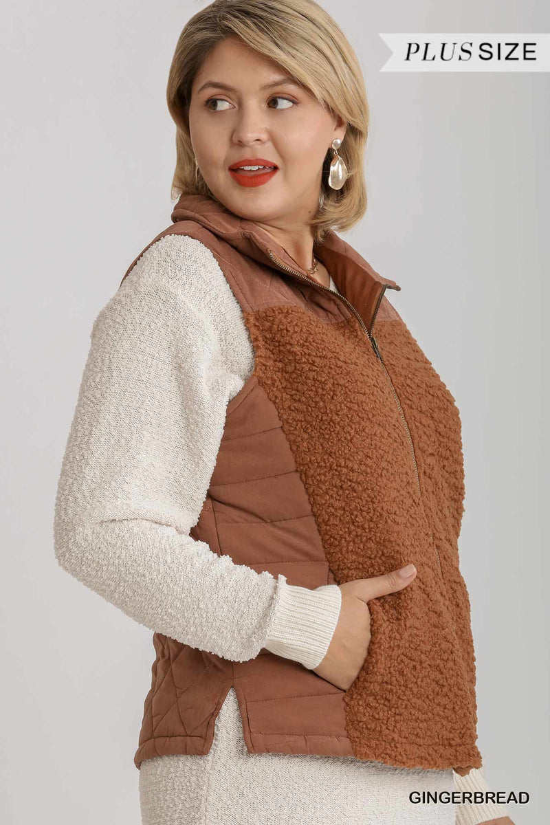 Quilted Collared Zip Up Vest