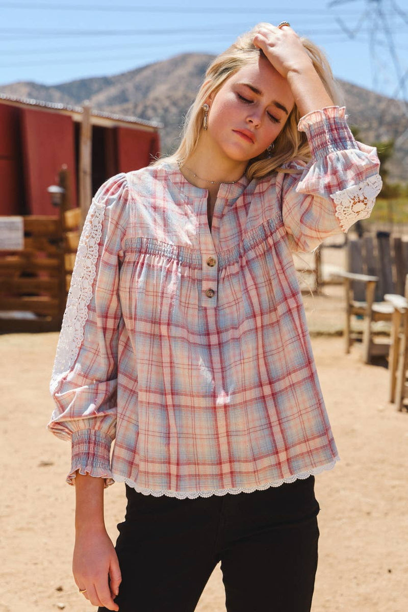 Lace & Plaid Top