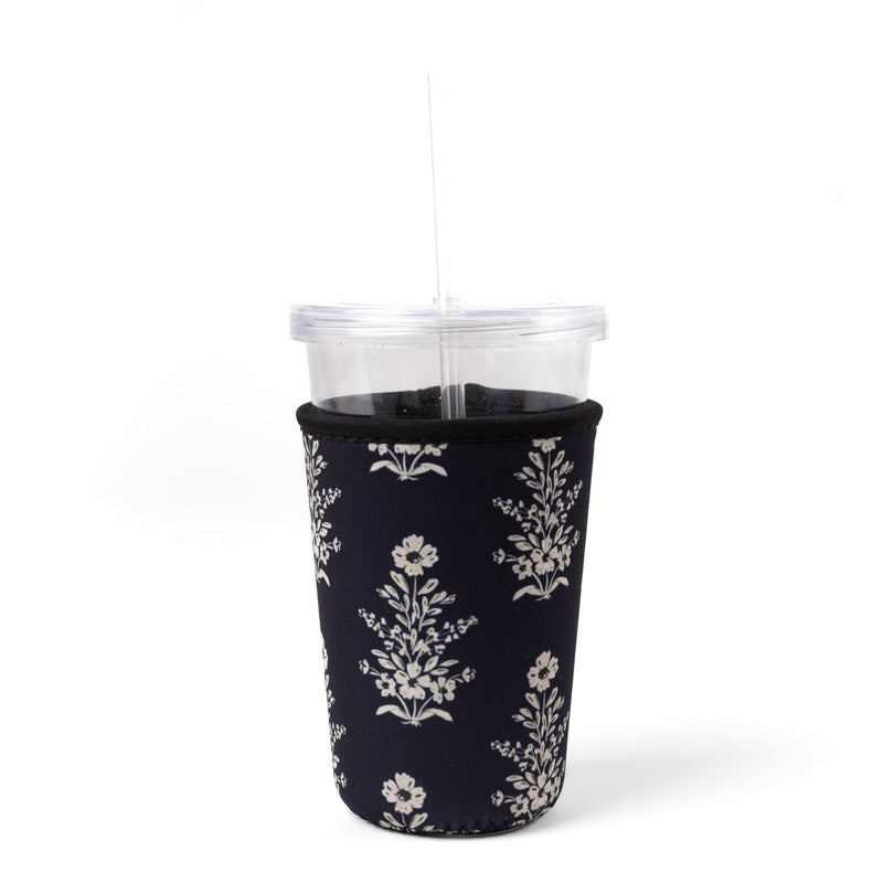 Midnight Damask Drink Sleeve Iced Coffee Koozie, Drink Cover
