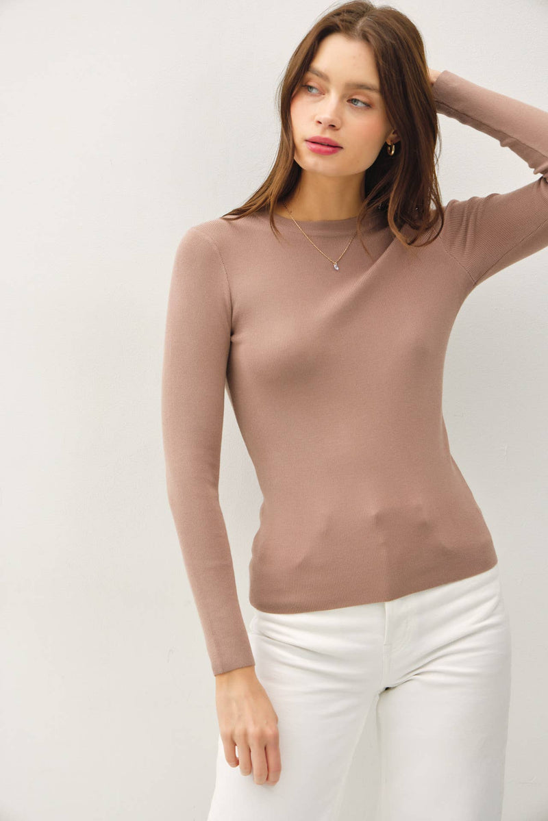 NEW COLOR-BASIC PULLOVER SOLID RIB KNIT