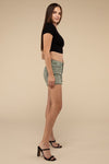 Acid Washed Frayed Cutoff Hem Shorts