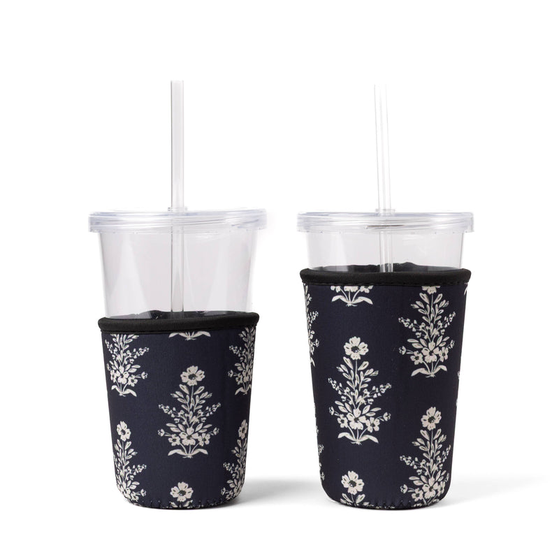 Midnight Damask Drink Sleeve Iced Coffee Koozie, Drink Cover