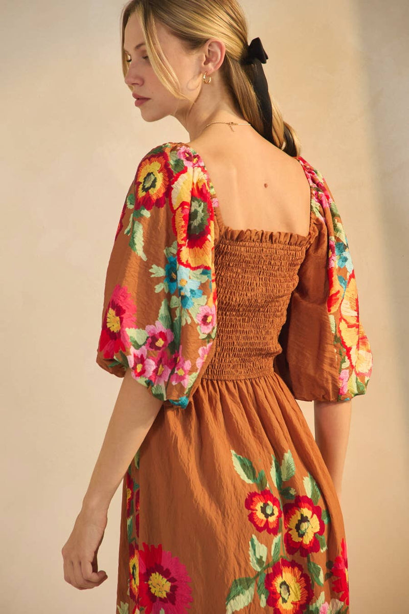 Floral Border Printed Maxi Dress