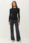 NEW COLOR-BASIC PULLOVER SOLID RIB KNIT