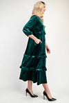 PLUS SIZE ELEGANT VELVET TIERED MODEST DRESS