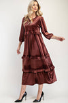 PLUS SIZE ELEGANT VELVET TIERED MODEST DRESS