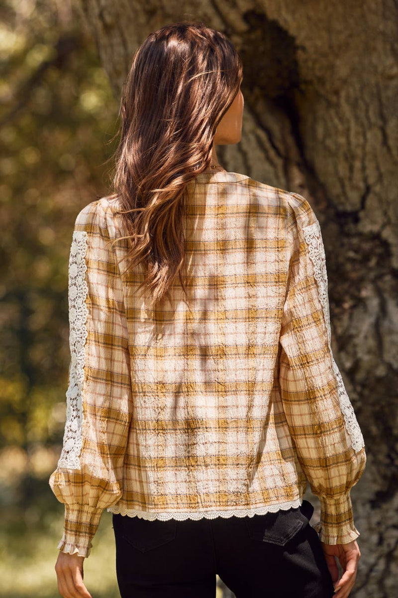 Lace & Plaid Top