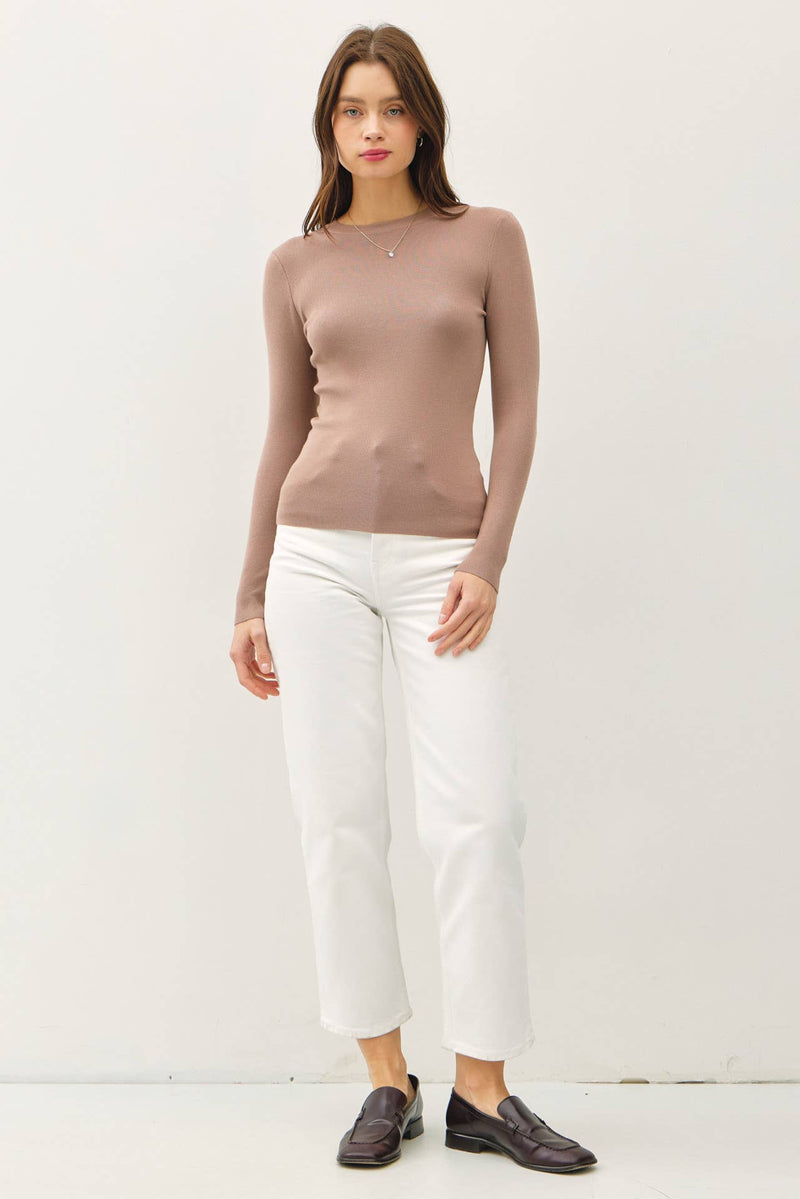 NEW COLOR-BASIC PULLOVER SOLID RIB KNIT