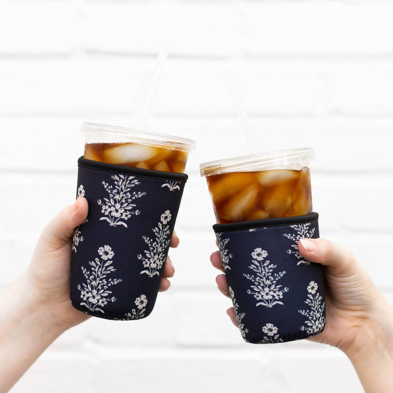 Midnight Damask Drink Sleeve Iced Coffee Koozie, Drink Cover
