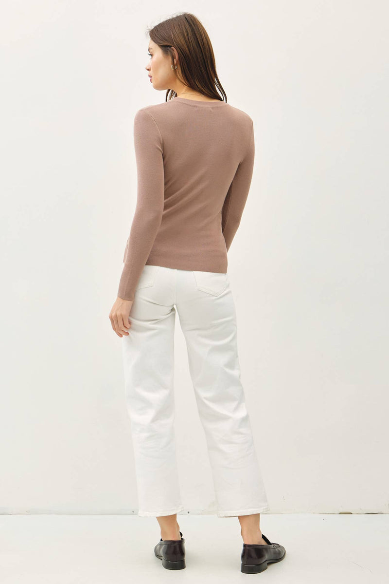 NEW COLOR-BASIC PULLOVER SOLID RIB KNIT