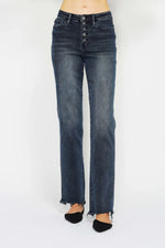 Judy Blue High Waist Destroy Hem Button Fly Straight Leg Jeans