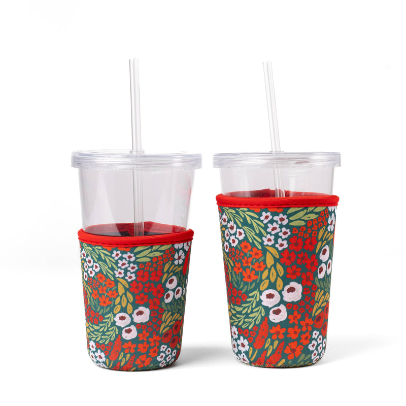 Christmas Floral Drink Sleeve | Iced Coffee, Drink Koozie