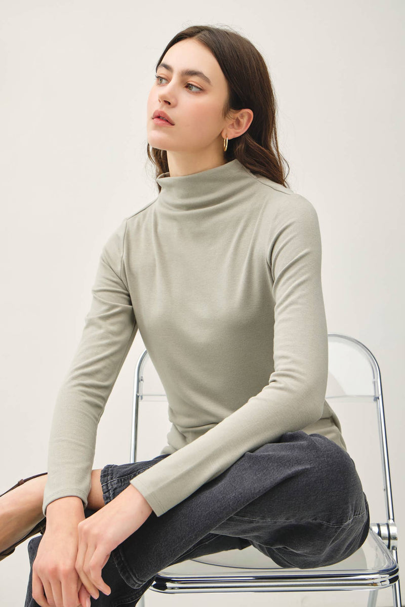 SOFT MOCKNECK LONG SLEEVE KNIT TOP