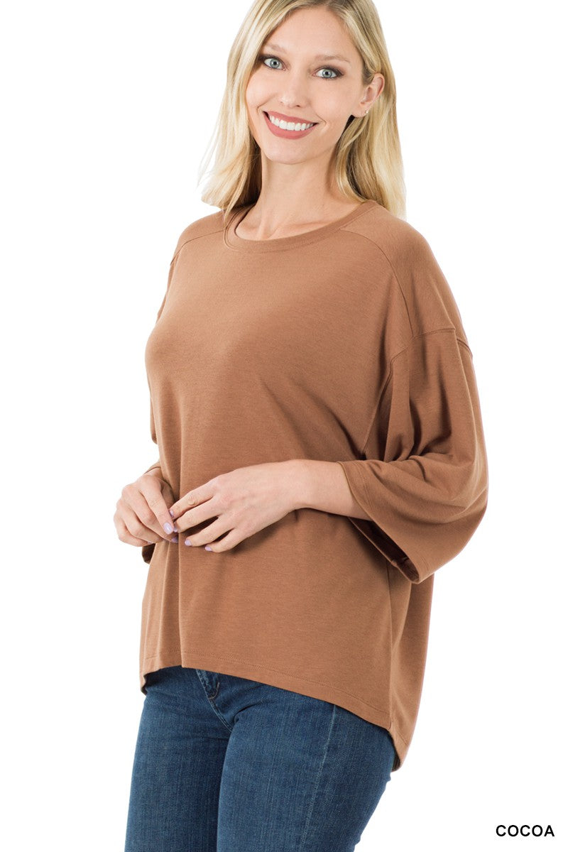 Boxy Drop Shoulder Hi-Low Top