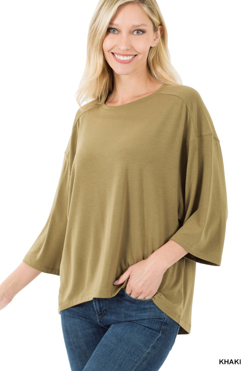 Boxy Drop Shoulder Hi-Low Top