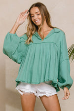 Curvy Cotton Gauze Babydoll Top