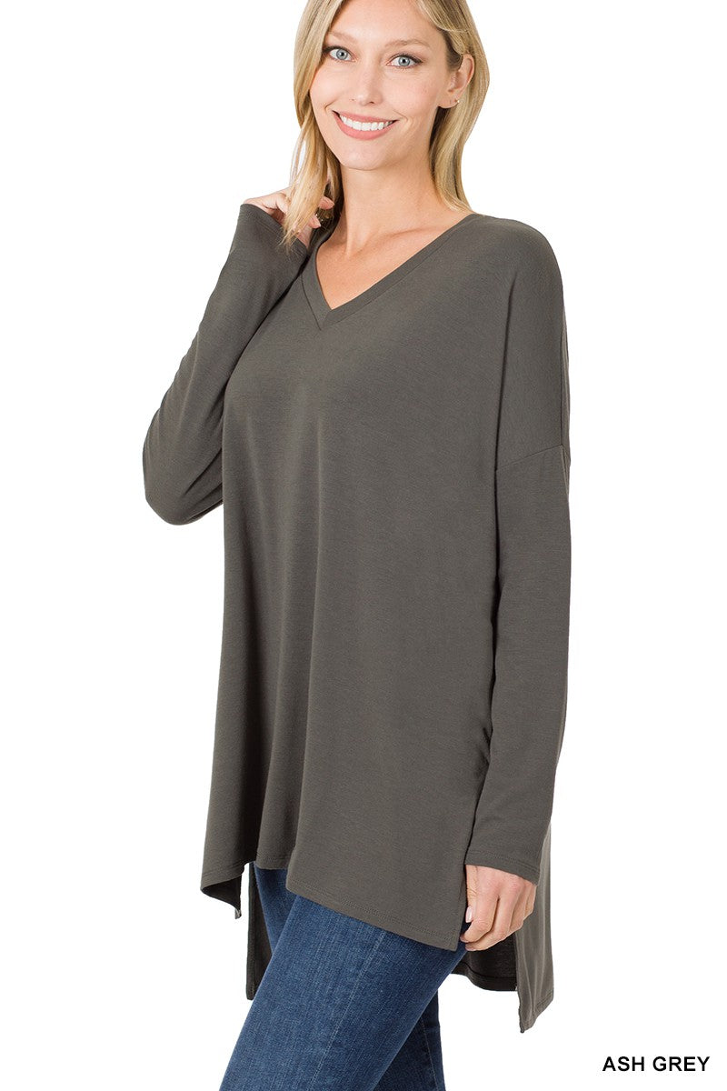 Dolman Long Sleeve V-Neck Top