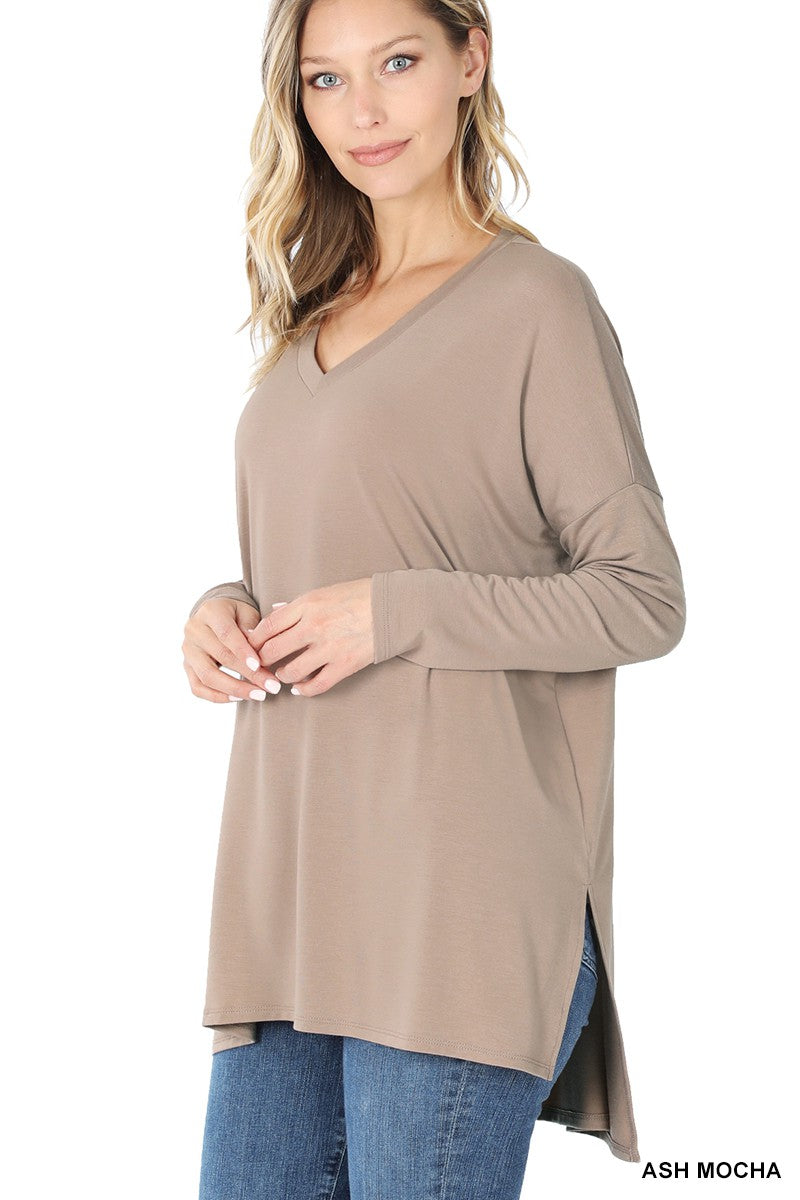 Dolman Long Sleeve V-Neck Top