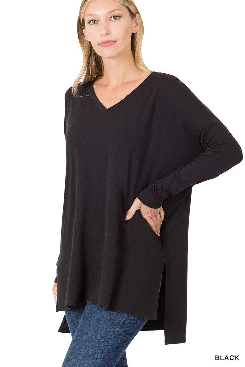 Dolman Long Sleeve V-Neck Top